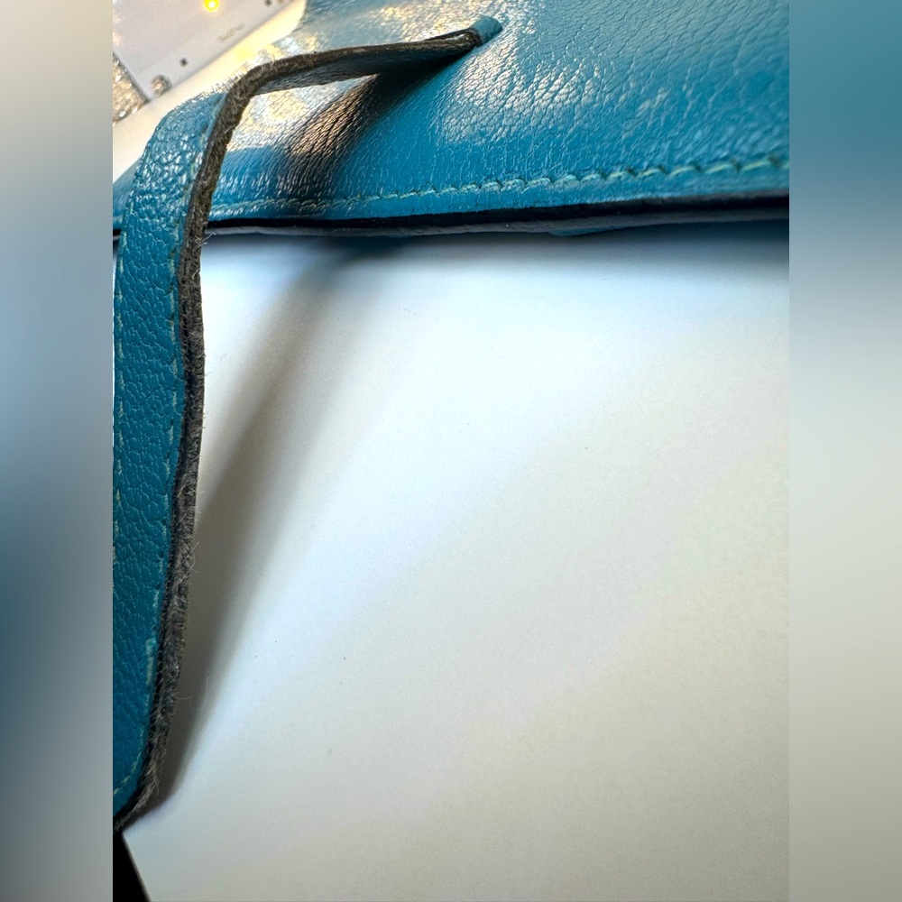 Hermès Béarn Wallet Bleu Paon Epsom Leather Palladium 2007 Hermès wallet AUTH - Picture 14 of 16